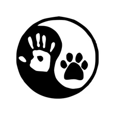 Yin Yang with Paw Print Vinyl Decal Sticker | Handprint Pawprint Dog Cat Human