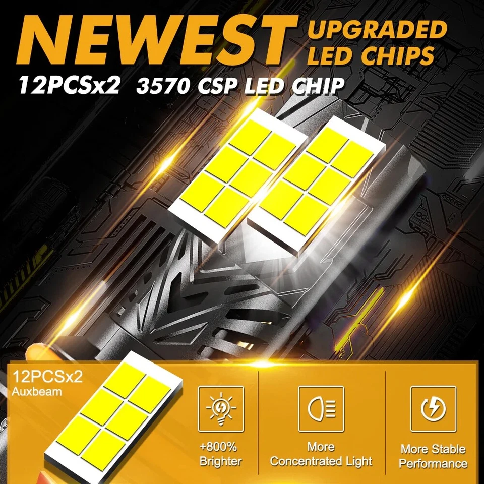 For Ford Mustang 1994-2004 AUXBEAM LED Headlight High Low Fog Light Bulbs Combo - Image 4 of 4