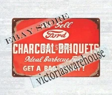 Motor Co CHARCOAL Briquets BARBEQUE Fuel metal tin sign design wall decoration