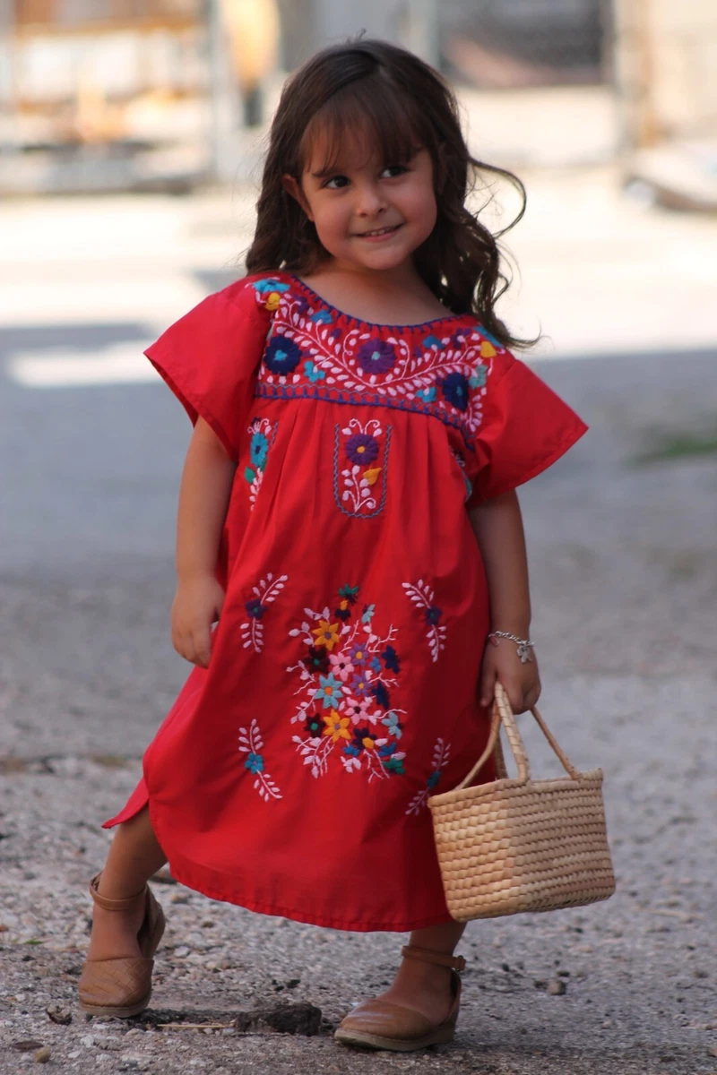 Mexican Dress Puebla for Girls Ages 0 to Ages 12 Many Colors Available