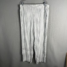 J jill Pants Womens 16 White Gray Heather Stripe Linen Wide Leg Lagenlook Boho