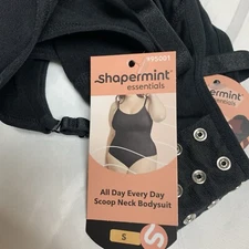 Shapermint  All Day Every Day Scoop Neck Cami Small Black NEW Bodysuit Control