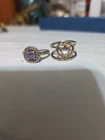 VINTAGE STERLING SILVER 14K GOLD RING LOT OF 2.  1 MISSING STONE UNKNOWN SIZES.