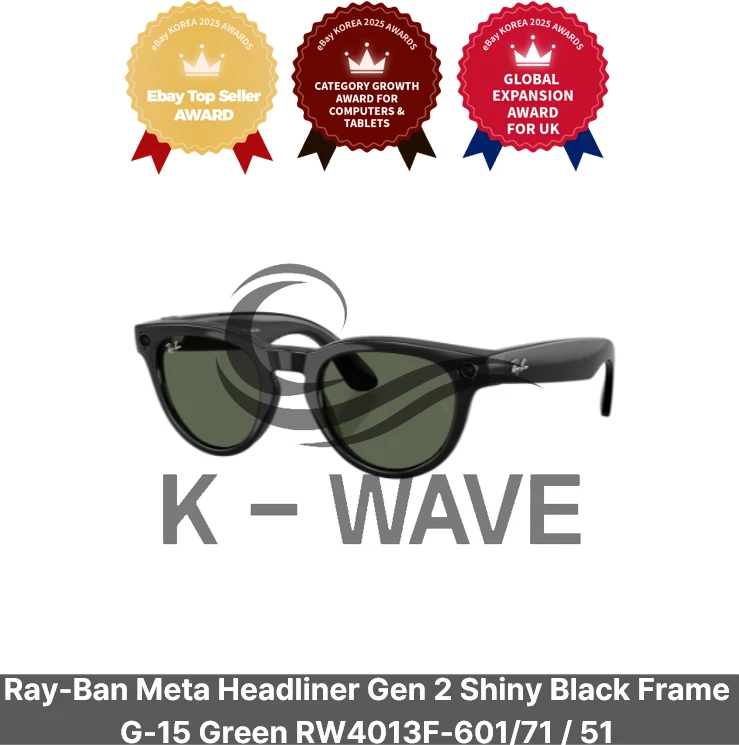 Ray-Ban Meta Headliner Gen 2 cadre noir brillant G-15 vert RW4013F-601/71 / 51 - Photo 1/1