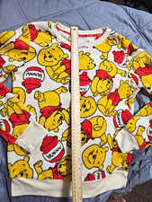 Disney Winnie the Pooh Hunny Allover Print Fleece Pullover Sweatshirt Size S/C/H