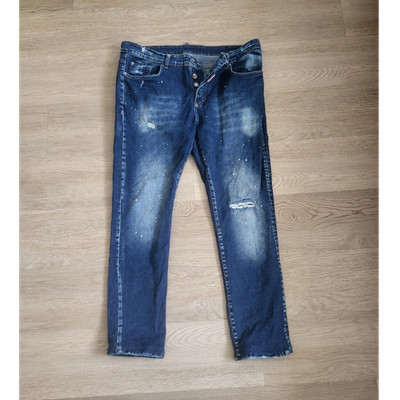 Dsquared2 Herren Jeans Blau Gr. 54 L32 Skinny Denim Baumwolle Knopf Distressed
