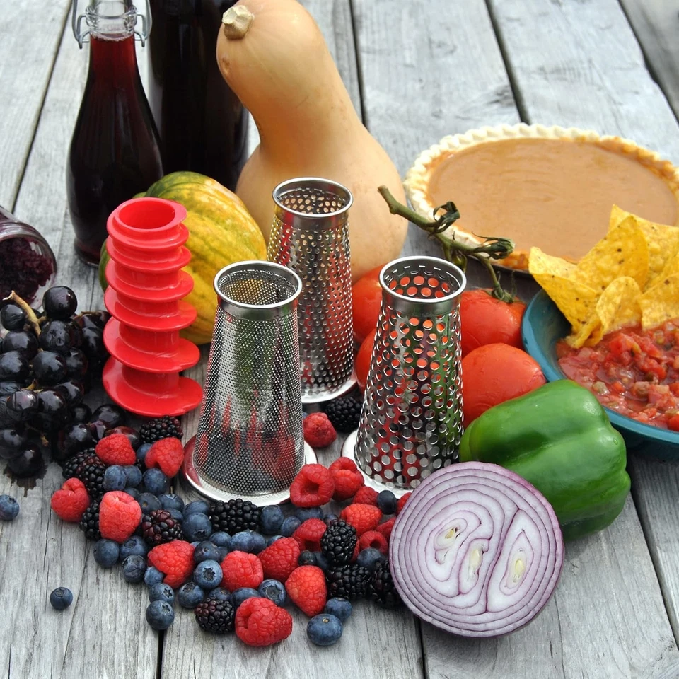 Kit de accesorios Weston de 4 piezas para prensa de tomate y salsa, plata plateada  Foto 4 de 4