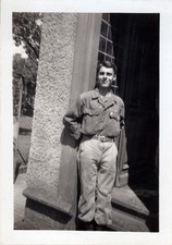 WW2 Photo Of US Soldier Full Length Leaning In Barracks Doorway