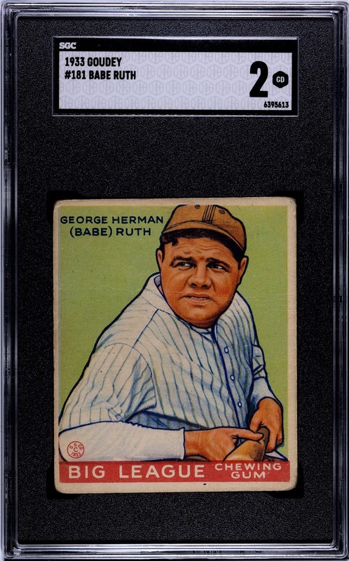 1933 Goudey #181 Babe Ruth Yankees HOF SGC 2 - NICE GREEN COLOR