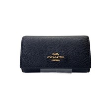 Coach Leather Key Case Black Women  s 58359 Genuine Leather