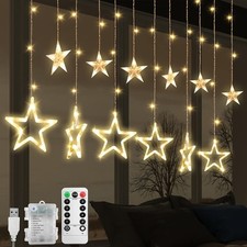 Jsdoin Christmas LED Stars Curtain Lights,12 Stars 138 Window Curtain String