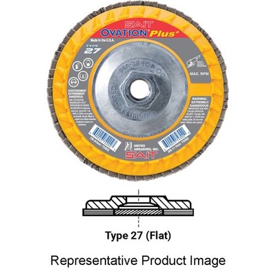 United Abrasives-SAIT 72304 4-1/2x5/8-11 Ovation Plus HD Flap Disc 120 Gr 10 pk