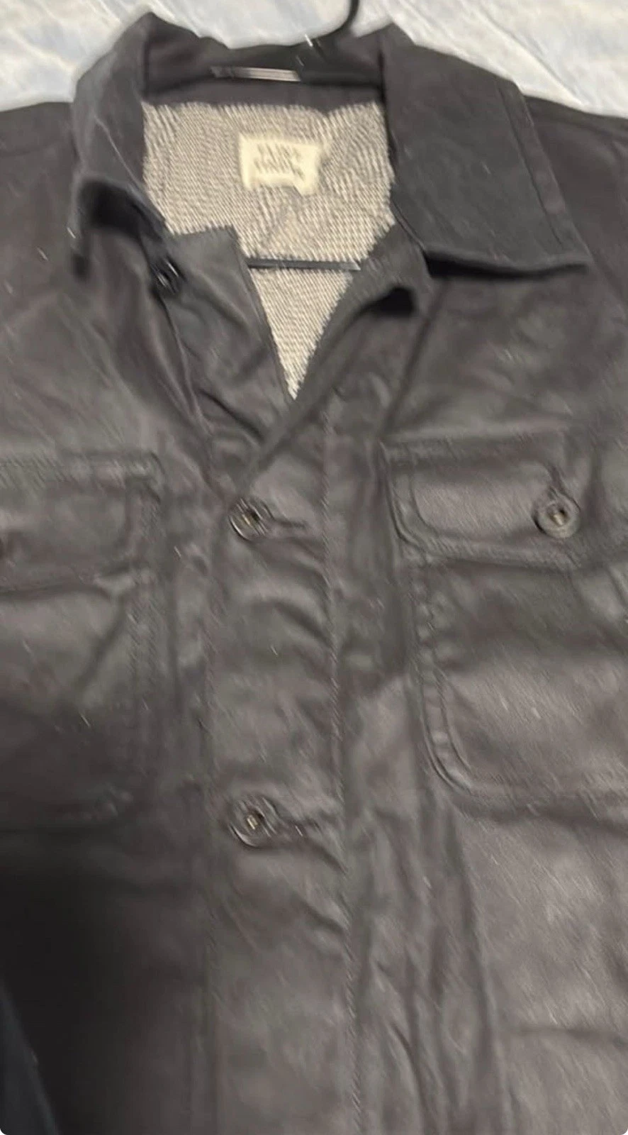 Flint And Tinder Waxed Rancher Jacket Black Button Up Flannel Lined Men Large - product detail image 6