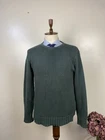 J.Press Vintage USA Made Sage Green Chunky-Knit Crew Neck Cotton Mens Sweater M