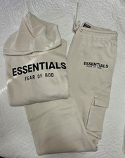 Essentials Beige 2pc Men s Tracksuit Hoodie &...