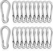 20 PCS Stainless Steel Carabiners Spring Snap Hooks Heavy Duty Keychain Clip NEW