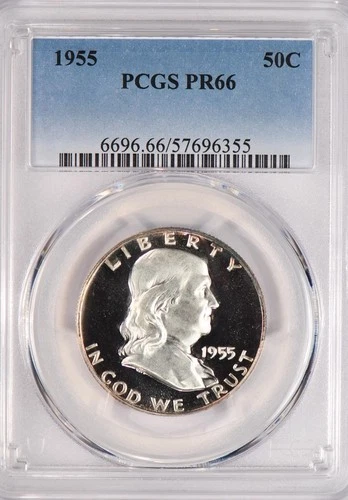 1955 Proof Franklin Half Dollar PCGS PR66 - Some Cameo Contrast - Pretty Coin!