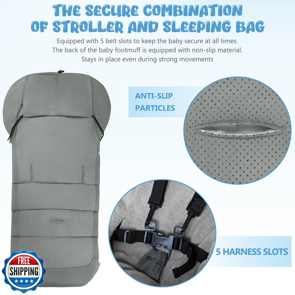 Universal Baby Footmuff for Strollers,Stroller Cover for Winter with Hooded D - Image 4 of 4