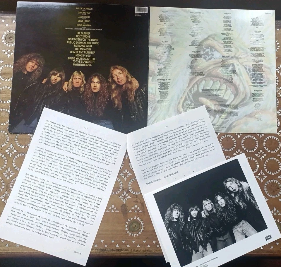 IRON MAIDEN RARE No Prayer For The Dying  Vinyl  &  Promo Photo & Press Sheet EX - Image 2 of 2