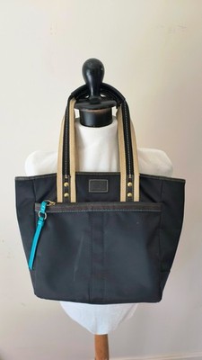 Coach M05K-130 Hampton Tote Shopper Purse, Black with Teal Accents