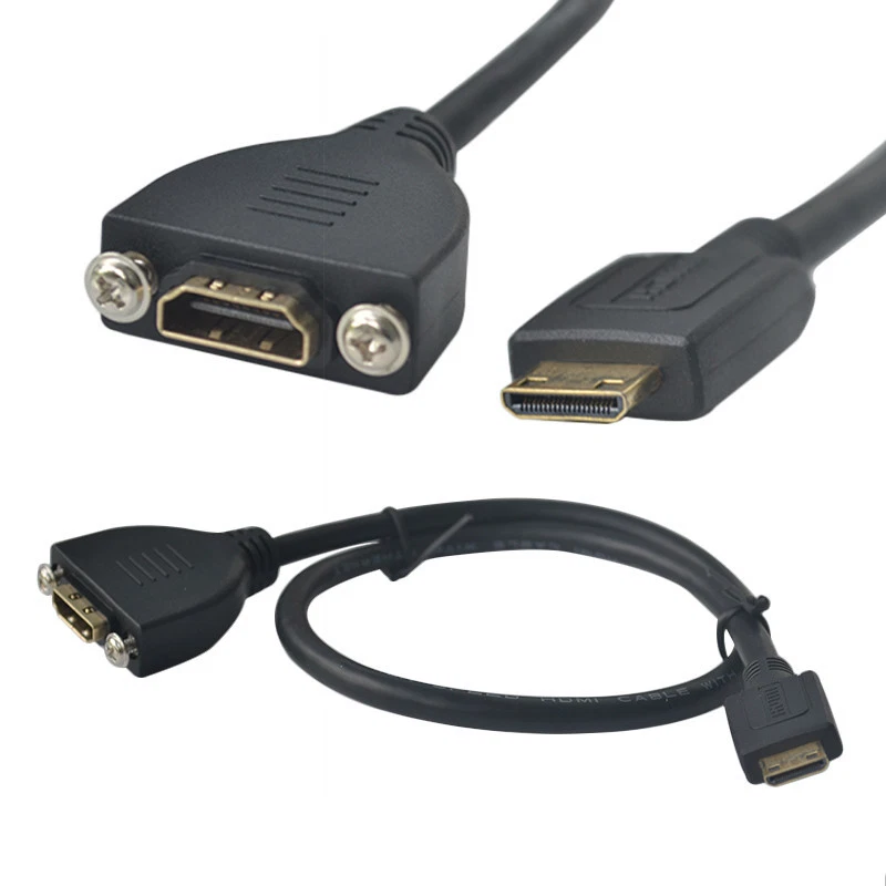 HDMI Female Panel Mount to Mini HDMI Male Digital Video Extension Cable 0.5m - Image 3 of 4