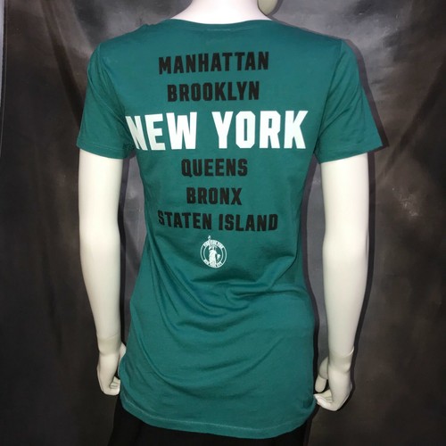 New VS PINK New York City NYC T-Shirt Statue of Liberty Green Vneck Small - Picture 2 of 4