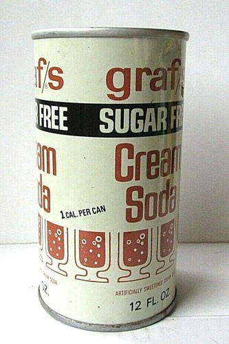 Vintage graf's Sugar Free Cream Soda Can Pull Tab 12 FL OZ Straight Steel - Picture 2 of 7