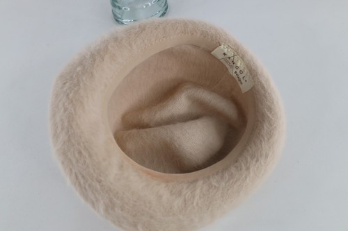 Vtg 90s Kangol Furgora Shag Angora Wool Blend Bowler Hat Cap Womens L Blush Pink - Picture 5 of 6