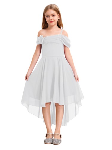 Children Girls Gown Irregular Dress Wedding Dancewear Prom One Shoulder Pageant - Picture 54 of 64