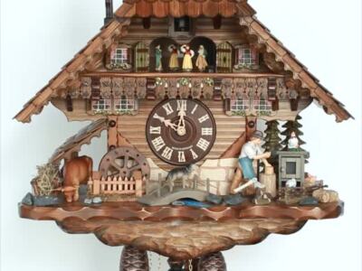 Kuckucksuhr Schwarzwaldhaus mit beweglichem Holzhacker und KA 3760/8  EX NEU
