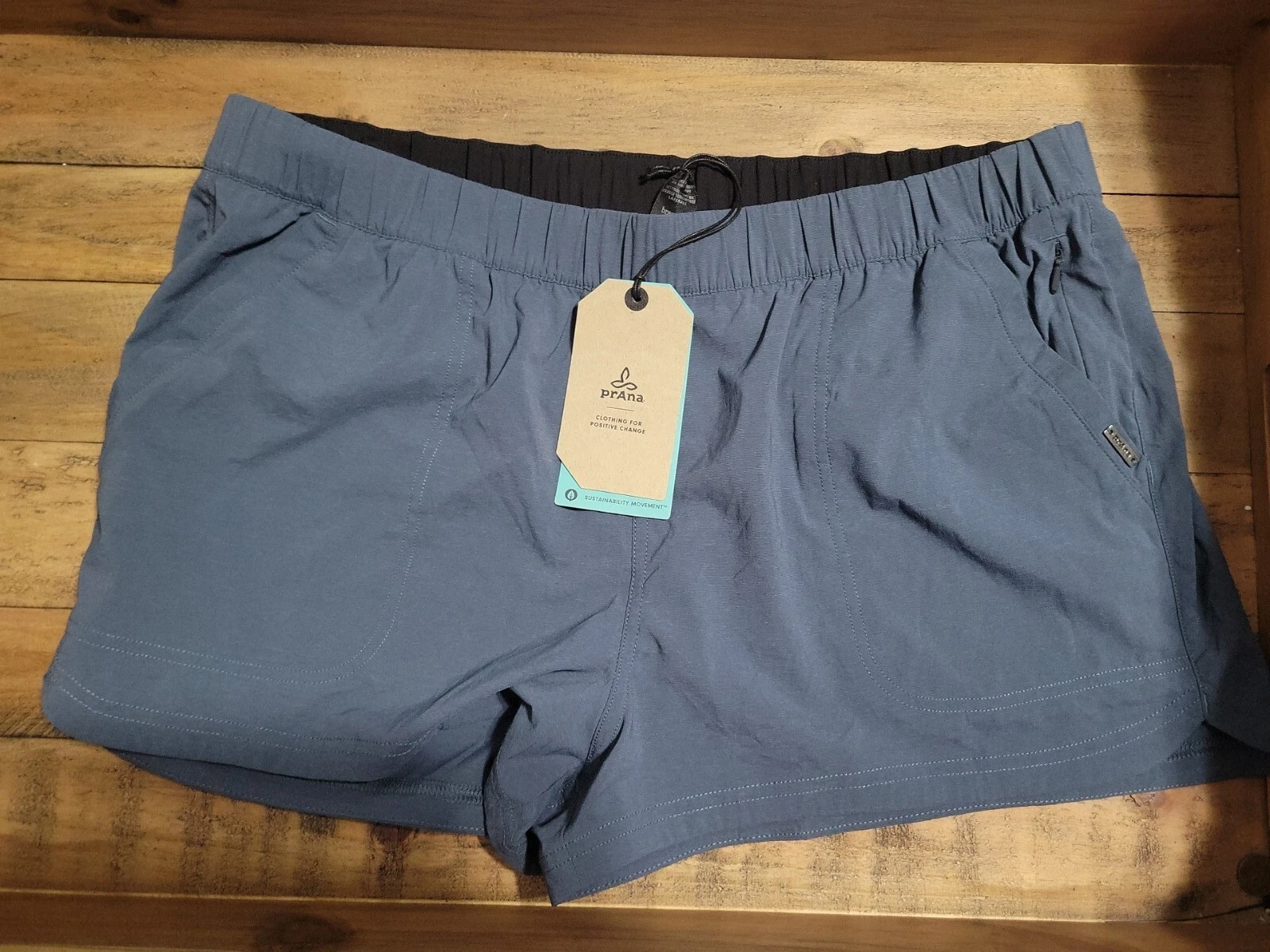 Womens XL PrAna Blue Arch Hike Shorts Pockets Trail Casual Deep Stellar