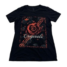Adidas Women's T-Shirt Trefoil Rose Graphic Print Short Sleeve Tee Medium