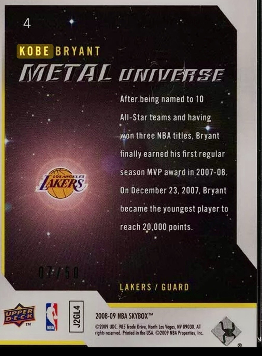 2008-09 Skybox - Metal Universe Kobe Bryant #4 Precious Metal Gems