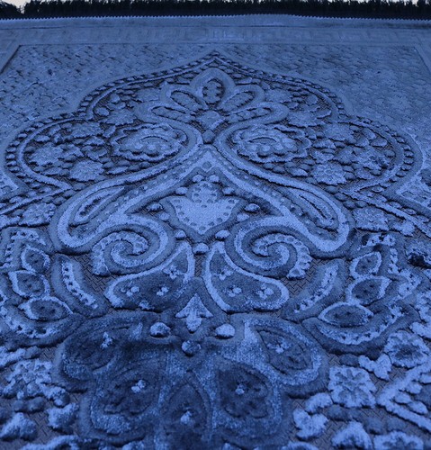Alfombra de oración islámica de terciopelo de lujo Modefa Janamaz Sajjadah cachemira azul marino - Imagen 2 de 7