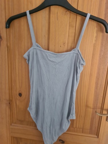 Urban Outfitters Sparkle & Fade Dusky Blue Bow Zip Front Leotard Bodysuit Medium - Picture 5 of 7