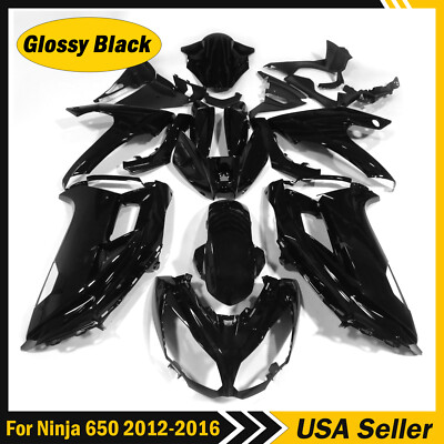 Glossy Black Fairing Kit For Kawasaki Ninja 650 2012-2016 EX650 Injection Body