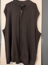 Roundtree  Yorke Men's Sweater Vest 3XB Brown 1/4 Zip NWT