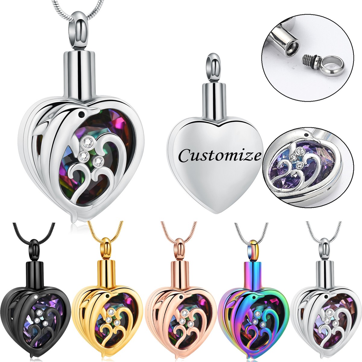 Crystal Cremation Urn Necklace for Ashes Keepsake Birthstone Cremation Jewelry for Human Heart Ashes Memorial Pendant- Forever in My Heart