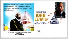 #5801 CIVIL RIGHTS LEADER JOHN L. LEWIS, DIGITAL COLOR CANCEL FDC