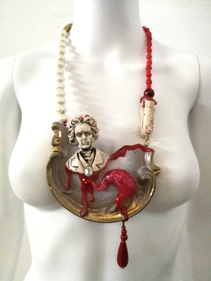 luxury jewelry necklace vintage style pendant baroque dramatic brutalist choker - Image 2 of 4