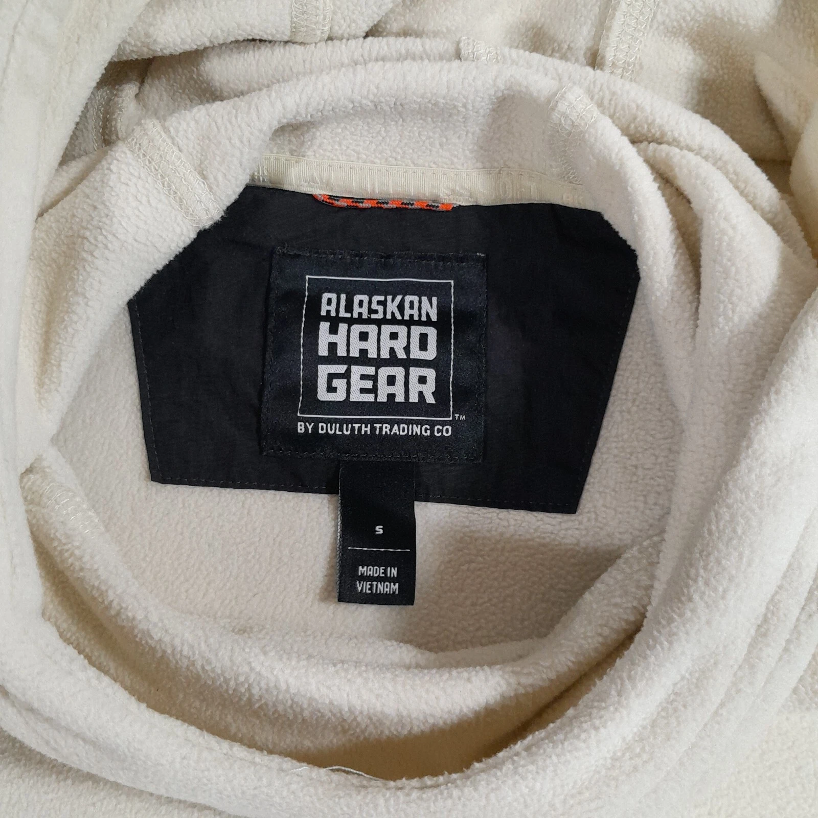 OFF WHITE Felpa con cappuccio Alaskan Hardgear donna piccola AKHG disgelo profondità pile pullover panna usata in ottime condizioni