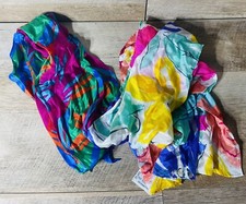 Vintage Liz Claiborne Bright Floral 100 Silk Scarves 2 Oblong  Rectangle