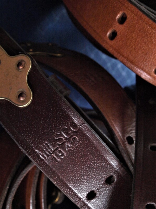 SLING  M1, 1903 M1907 MILSCO 1942 mkd. LEATHER replica with BRASS ftgs, hooks