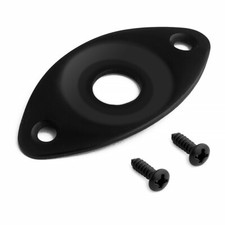 Guitar Jack Socket Plate Curved Oval Football Style Output Jack Plate Black LP