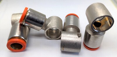 (4) 12mm HOSE SINGLE BANJO STAINLESS PUSH-IN FITTINGS METAL WORK PNEUMATIC[OF47]
