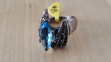 STERLING SILVER CRYSTAL RINGS,925 SIZE 8, BLUE, 5.9 grams
