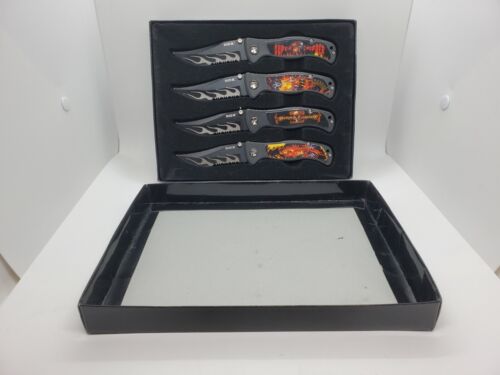 Set Of 4 Chopper Bike Lock Blade Knifes with box. Motorcycle.