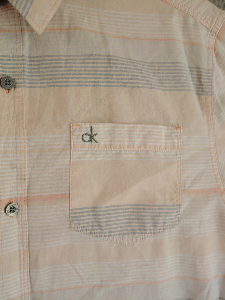 Camisa Calvin Klein XL 18-20 Niños Manga Corta Abotonada Rayas Foto 2 de 4