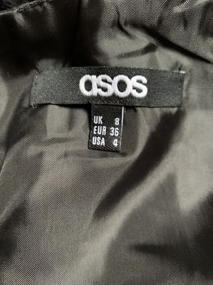 ASOS Blue and Black Striped Puffy Mini Dress with Bow Size UK 8/US 4