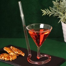 G Decor Unique Innovative Sip Cocktail Glass With Built-In Straw